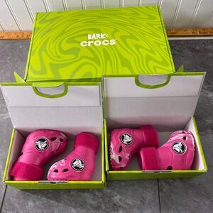 BARK Crocs Pet Shoes for Dogs Dragon Fruit Pink Marbled Large Set of 4 Booties